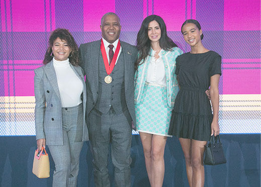 Robert F. Smith with wife, Hope Dworaczyk Smith and daughters Zoe (left) and Eliana (right)