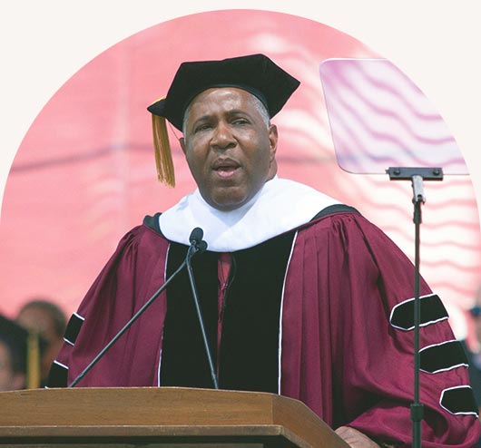 Robert F. Smith speaking at the 135th commencement at Morehouse College in 2019