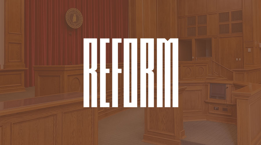 The REFORM Alliance’s logo appears against a brown background