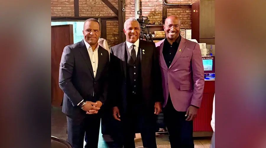 Robert F. Smith poses with John Hope Bryant and Van Jones