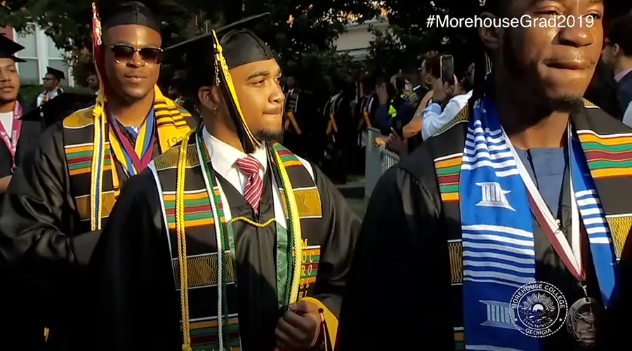 Morehouse College class of 2019 graduates walking at commencement