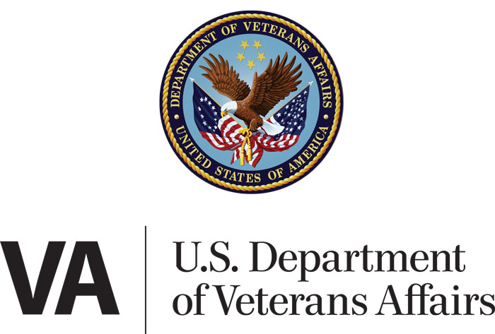 The U.S. Department of Veterans Affairs (VA) in black text, with the department’s emblem displayed above.
